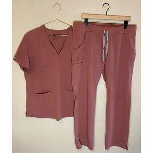Figs Sz L Scrub Set Mauve Catarina Top Jogger Technical Collection